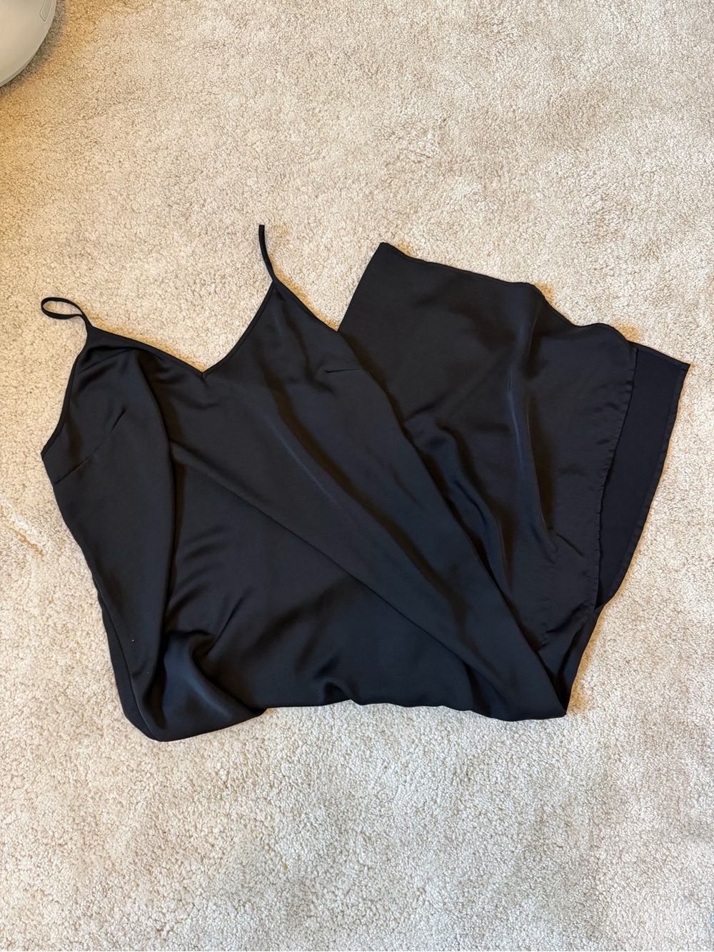 a new day Black Satin Slip Chemise with Thin Straps